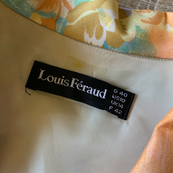 Vtg Louis Feraud 100% Silk Midi Dress Abstract Wearable Artsy sz 10 Belted Boho - Picture 2 of 16